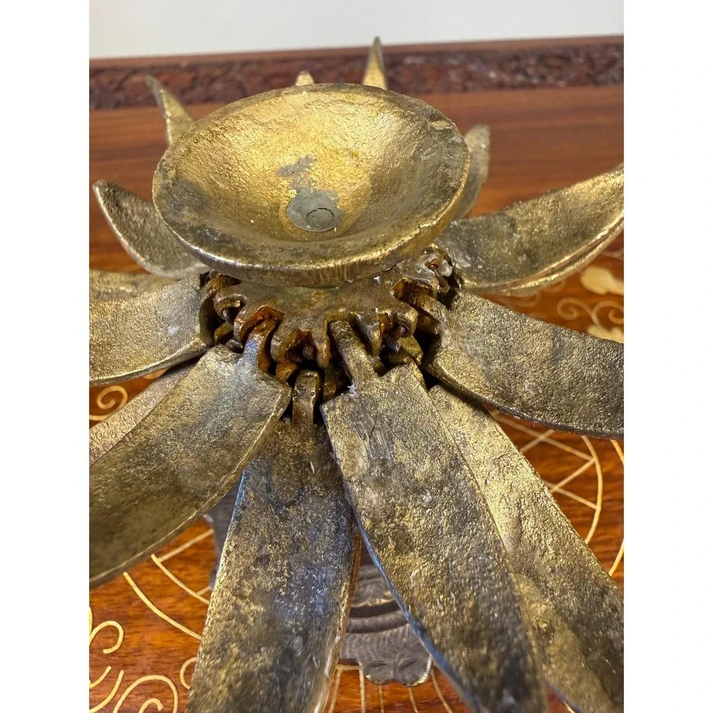 Vintage Brass Lotus‎ Candle or Incense Holder • Expanding Flower Design